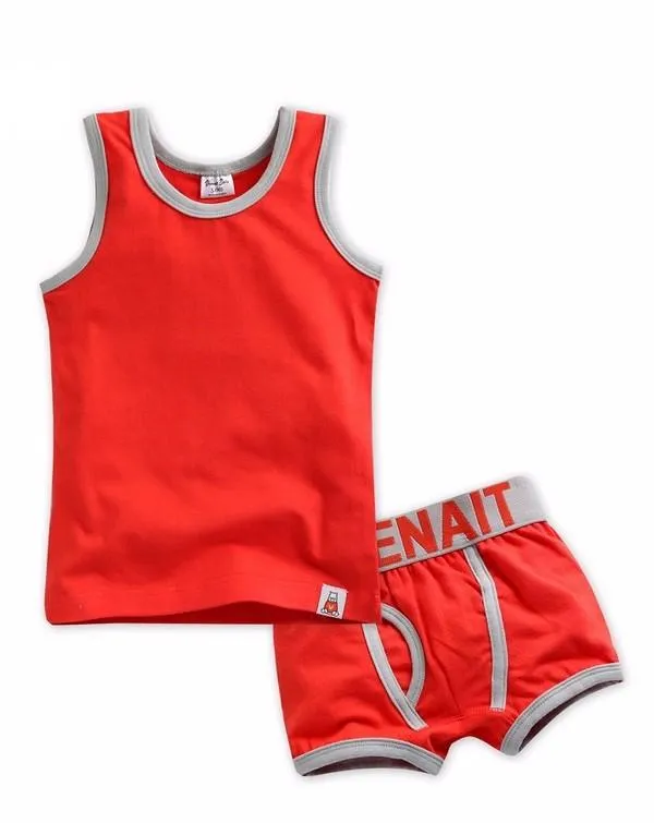 Boys Solid Undershirts & Boxers Set