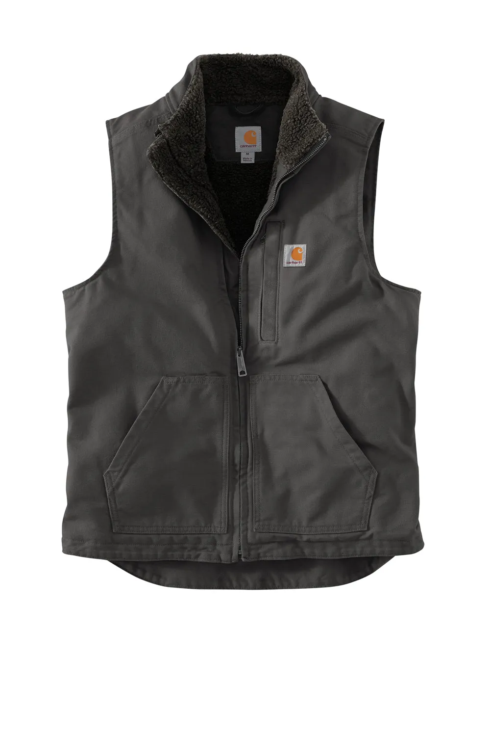 Carhartt Mens Sherpa Lined Mock Neck Full Zip Vest - Gravel Grey