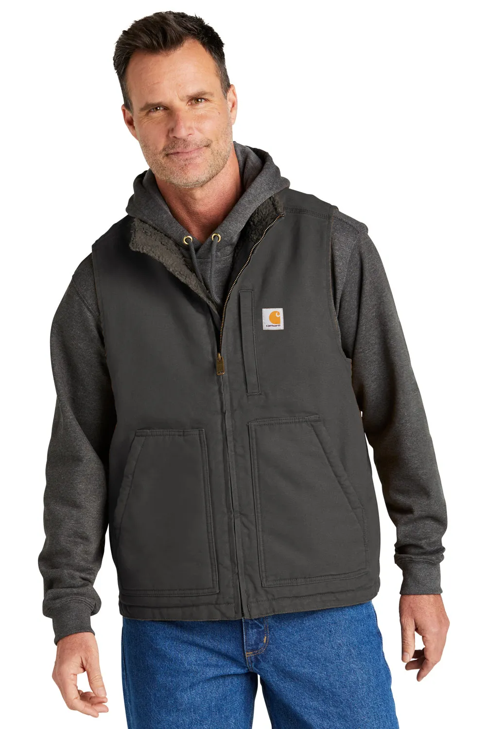 Carhartt Mens Sherpa Lined Mock Neck Full Zip Vest - Gravel Grey