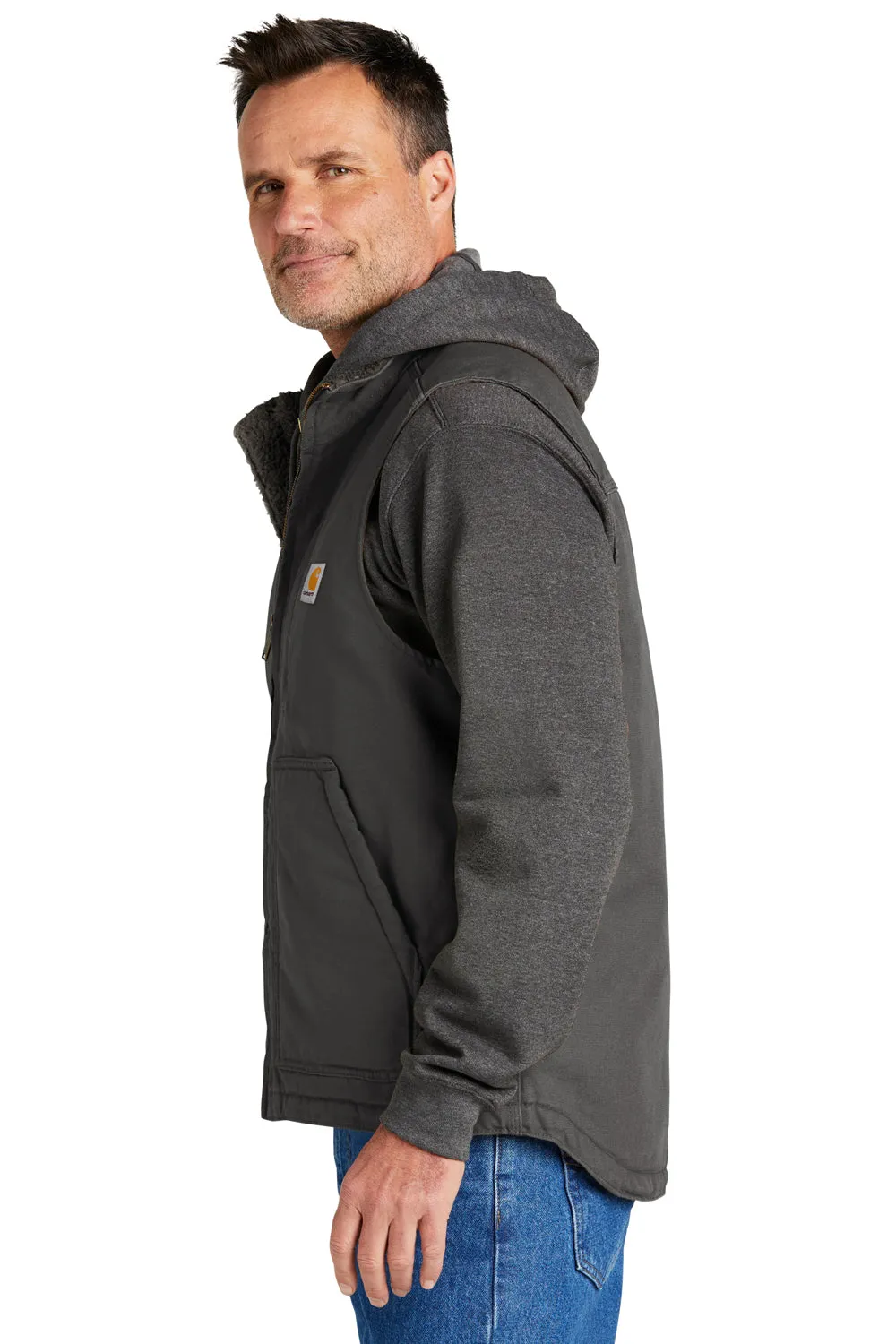Carhartt Mens Sherpa Lined Mock Neck Full Zip Vest - Gravel Grey