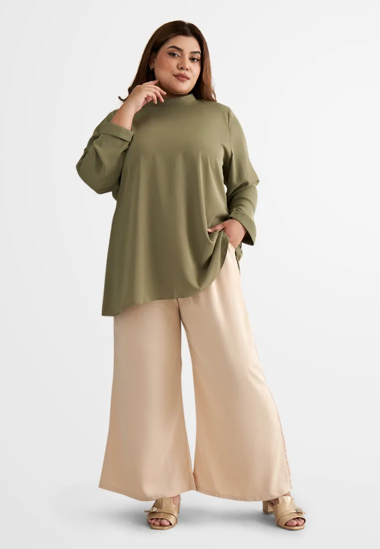 Hidaya Smooth High Neck Blouse - Pink
