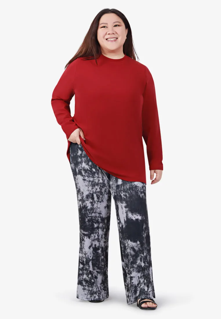 Louvenia Dye Print Ribbed Soft Pants - Black