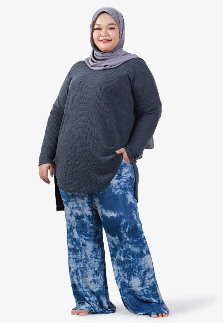 Louvenia Dye Print Ribbed Soft Pants - Black