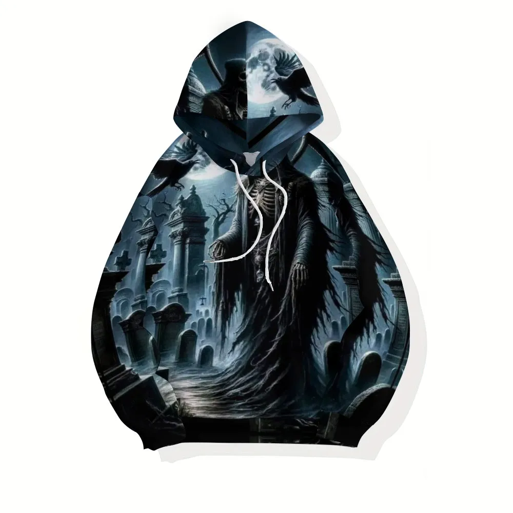 Mens Halloween Reaper Skull 3D Print Hoodies