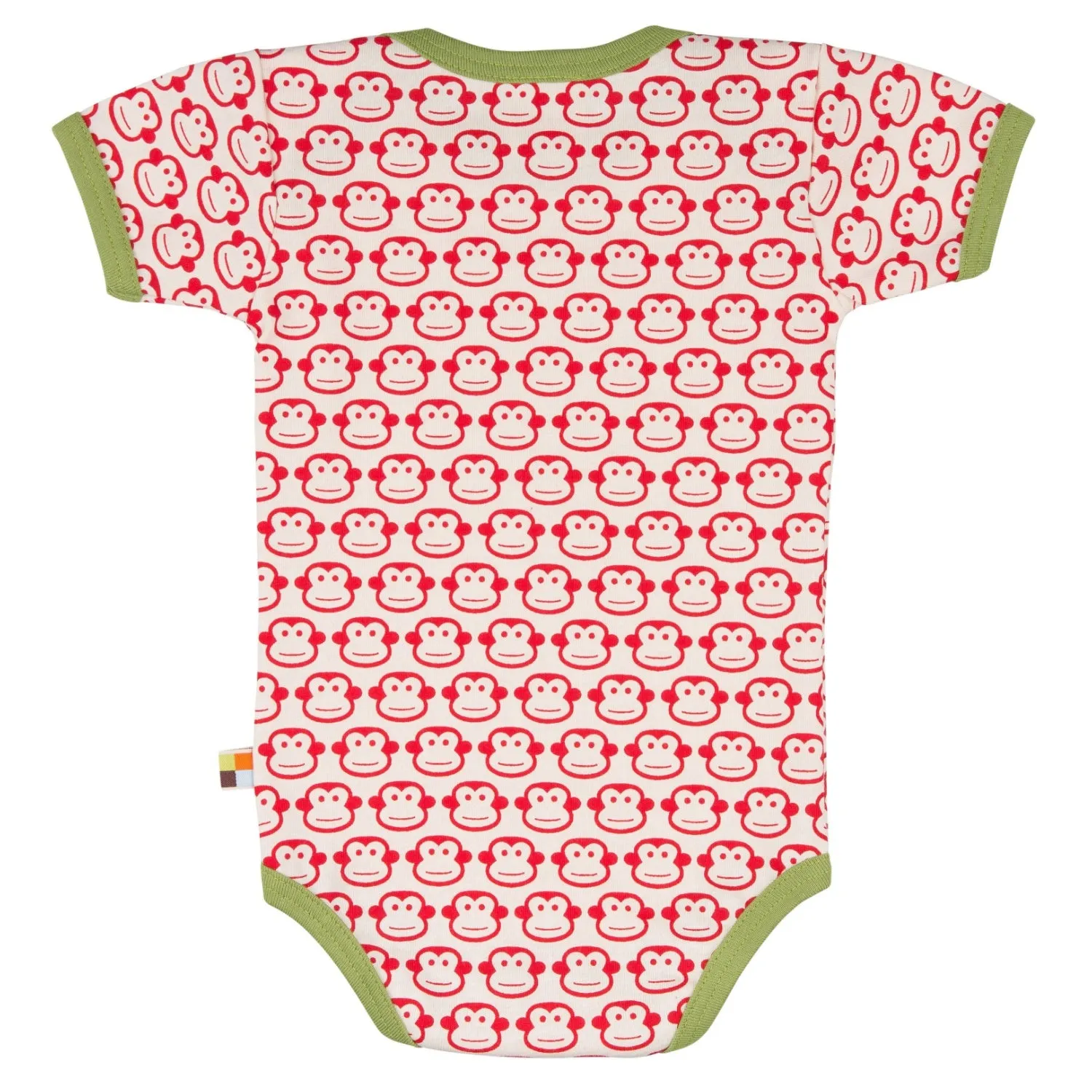 Monkey | Tomato Red | Short Sleeve Baby Bodysuit | GOTS Organic Cotton
