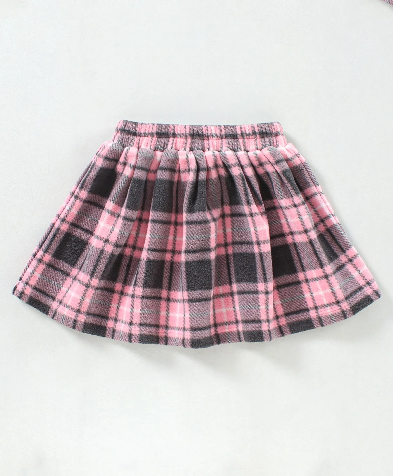 Pink with Frill Polar Fleece Top Skirt Set