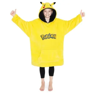 Pokemon Hoodie for Boys, Pikachu Oversized Blanket Hoodie Kids, Fleece Poncho