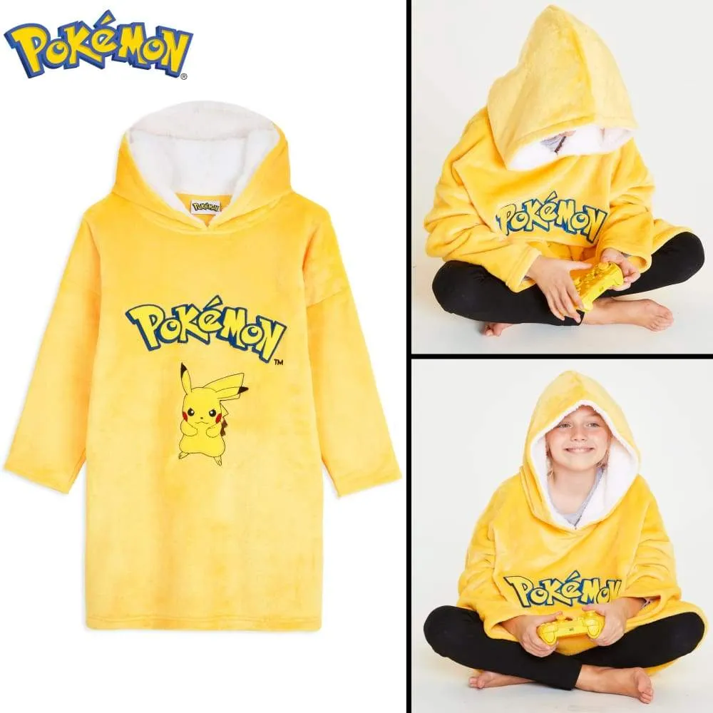 Pokemon Pikachu Oversized Blanket Hoodie for Boys Girls