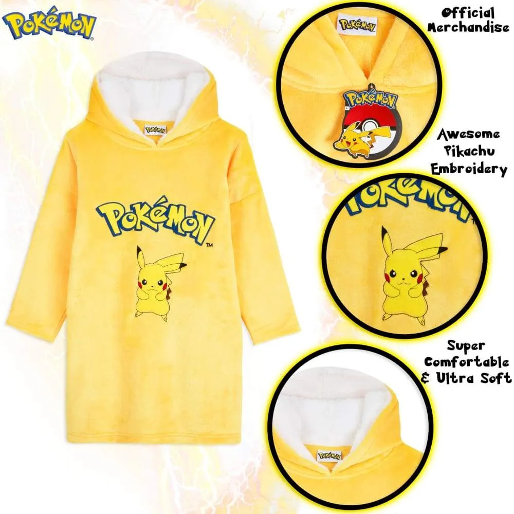 Pokemon Pikachu Oversized Blanket Hoodie for Boys Girls