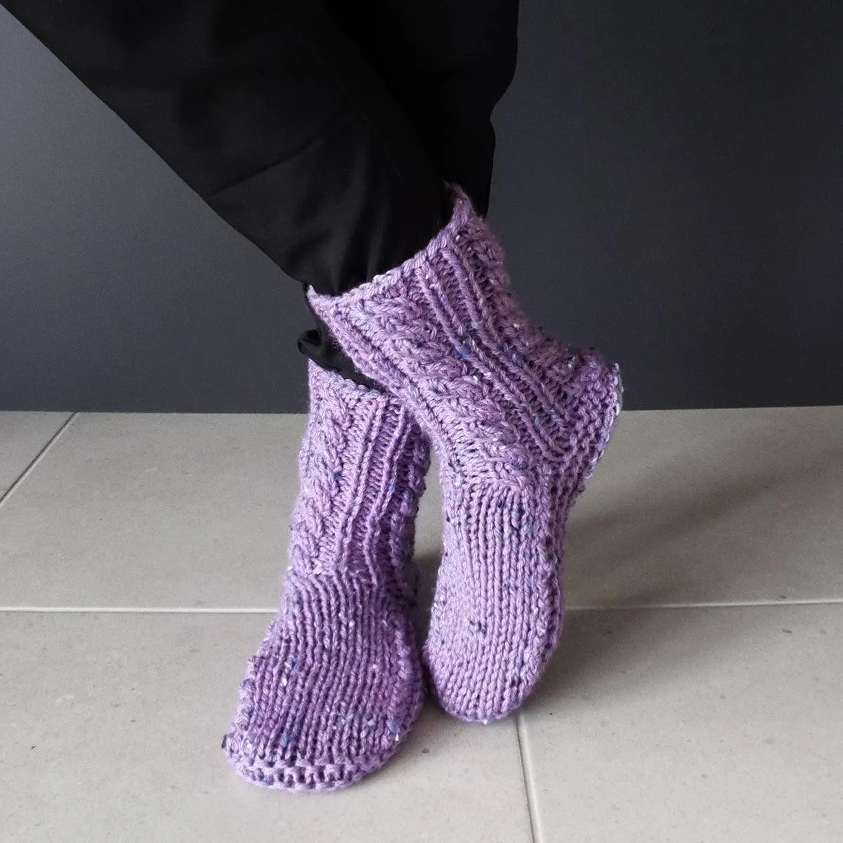 Purple NZ Sheepskin and Wool Slipper Socks
