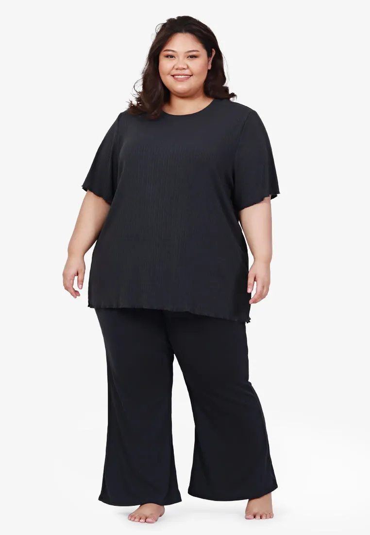 Trudy Ribbed Trumpet Pants - Brown
