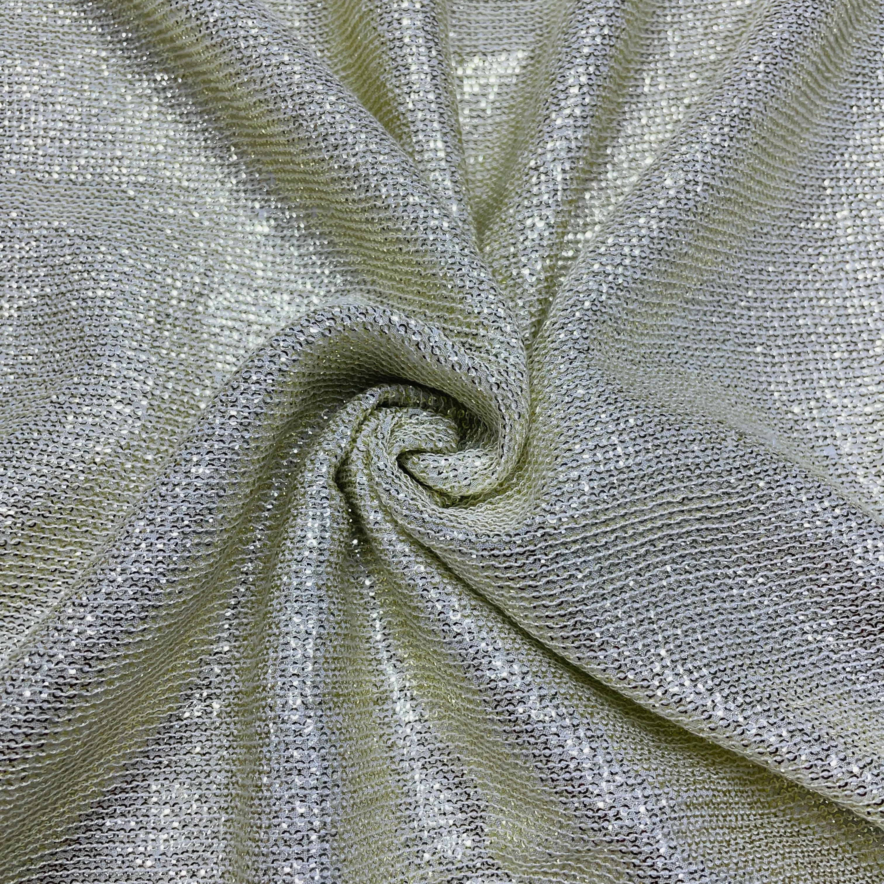 White Sequins Embroidery Georgette Fabric